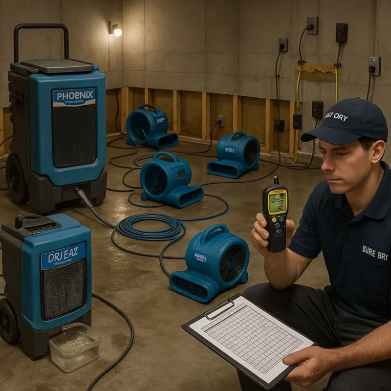 Structural Drying and Dehumidification process in West Kennebunk, ME